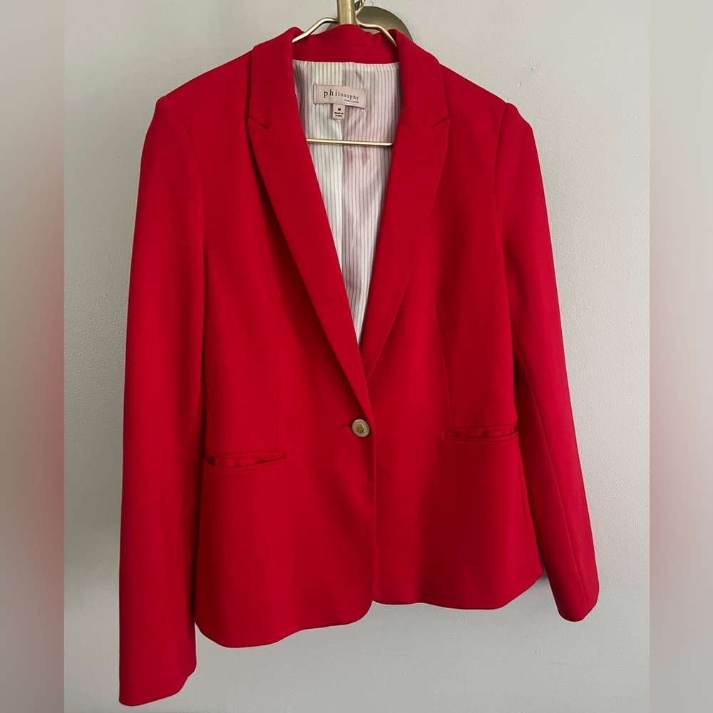 Philosophy Scarlet Women's classic luxury casual business vibrant Blazer M - Picture 1 of 9